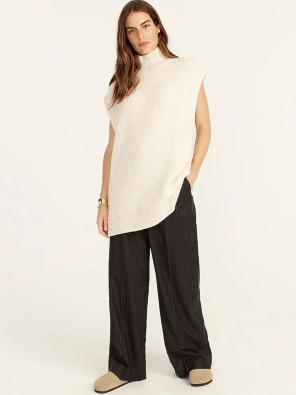 J. Crew Cashmere Sleeveless Turtleneck Tunic size M-L BA386